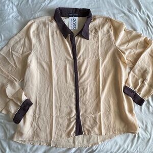Free Culture boxy sheer cream blouse
